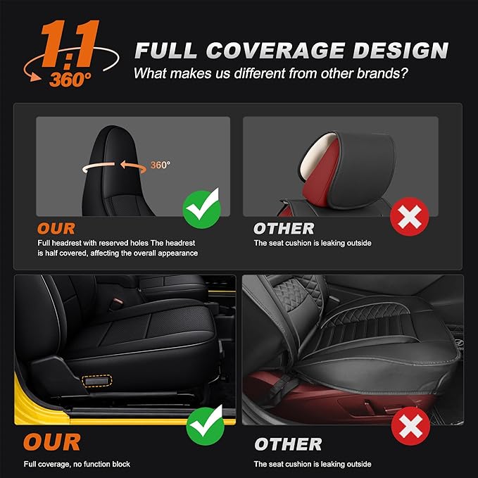 AOMSAZTO Custom Fit Seat Covers for Jeep Wrangler 1997 1998 1999 2000 2001 2002 Waterproof Car Seat Covers Full Set Black