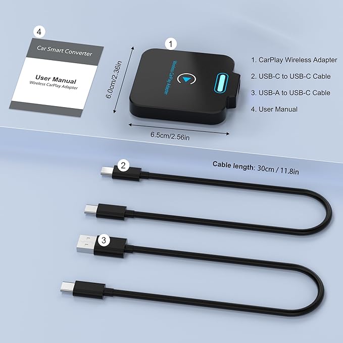 Wireless CarPlay Adapter for Apple - Convert Wired to Wireless, Plug & Play Dongle for iPhone & Factory Wired Cars - Fit Cars from 2016 and iOS 10+