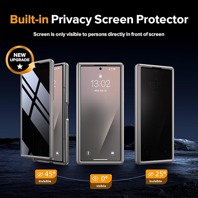 MOBOSI for Z Fold 7 Case with Rotatable Ring Stand & Privacy Screen Protector, Compatible with Magsafe, 18FT MIL-Grade Protection, Magnetic Shockproof Slim Case for Samsung Galaxy Z Fold7, Gray