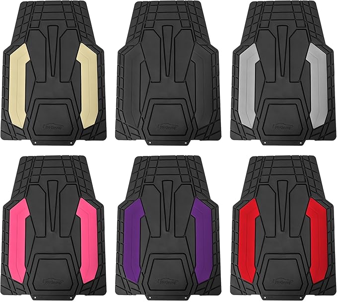 FH Group Automotive Heavy-Duty Rubber Floor Mats, Universal Fit Full Set, Climaproof, Trimmable for Most Sedan, SUV, Truck, Purple