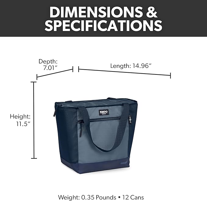 Igloo MaxCold Soft Coolers, Insulated Soft Sided Cooler Bag, Foldable Reusable & Leak Proof Food Grocery Bag, Portable Travel Cooler