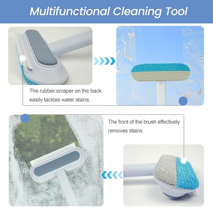 Pet Hair Remover, 4 in 1 Multifunctional Pet Hair Removal Tool for Dog and Cat, Resuable Long Handle Fur Remover with Dual-Sided Cleaning Brush, Washable Fur Brush for Furniture,Couch,Carpet,Clothes