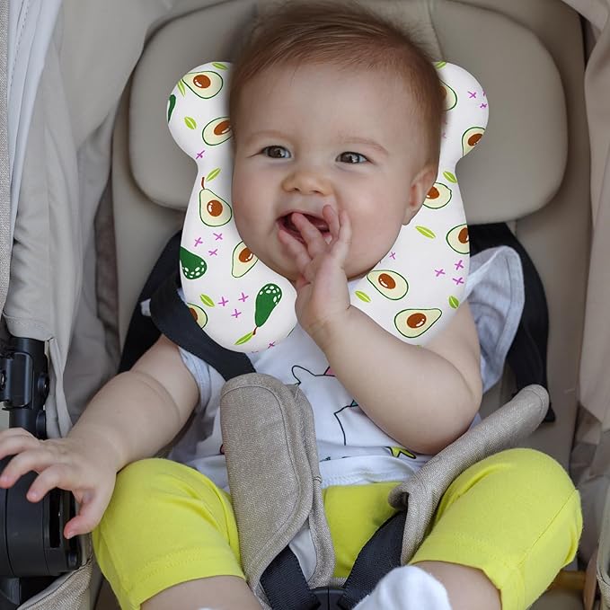 Baby Travel Pillow, Upgrade U-Shape Infant Pillow for Car Seat Pushchair and Stroller, Soft Comfortable Sleep Cushion for Kids Newborn and Toddler -Avocado