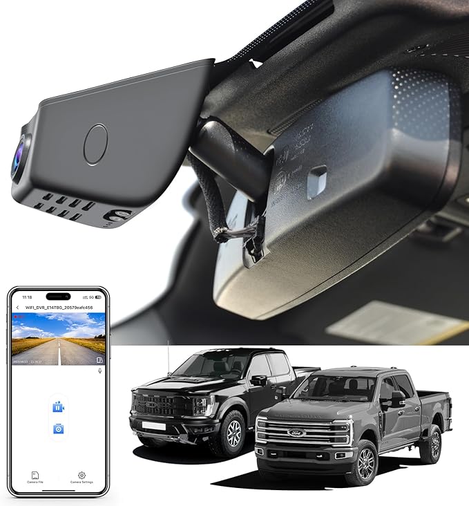 Mangoal F150 Dash Cam 4K Custom fit for Ford F150 2018-2026 F250/F350/F450 Super Duty 2020-2026 XLT Lariat King Ranch Raptor Limited Platinum(Model A), UHD 2160P Video, WiFi, App, 128GB Card