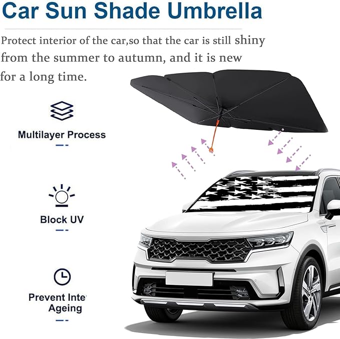 Socira Custom Windshield Sun Shade Umbrella Foldable Personalized Visor Car Umbrella Customized Sun Shade Cover Sunshade Front Window Cover Dinosaur Car Accessories Blocks Uv Rays 57" X 30"