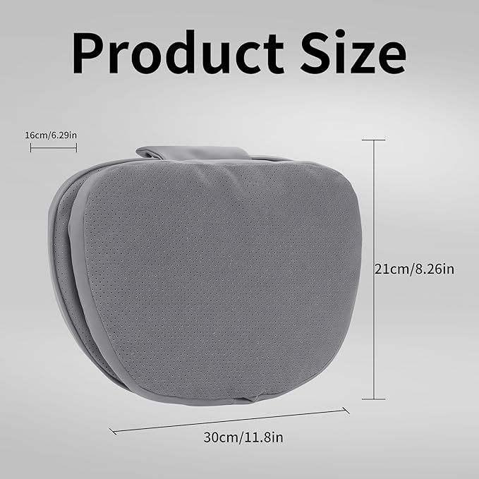 Car Headrest Pillow for Driving, Dual-Sided Leather Design Neck Pillow, Breathable Softness Neck Support, Universal Fit Head Rest Travel Pillow, Gray, 1 Pack
