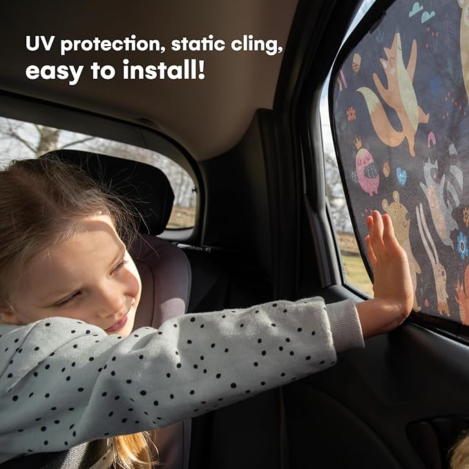 Enovoe Car Window Shades (4 Pack) - Sun Shade Blocker for Baby & Children, Cling Windows Cover, Glare Shield and UV Rays Protection, Side Window Screens for SUV, Mesh Car Windows Shade (21"x14")