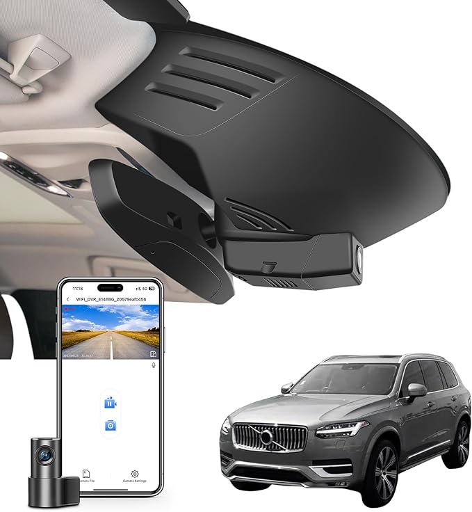 Mangoal Front 4K & Rear 1080P Dash Cam Custom for Volvo XC90 2016 2017 2018 2019 2020 2021 2022 (Model A),T5 T6 T8,Integrated OEM Look,UHD 2160P Video,WiFi & App,Easy to Install,128GB Card