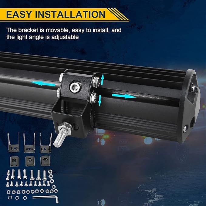 AUXTINGS 45 inch 612W LED Light Bar Triple Row Spot Flood Combo Beam Off Road Lights Waterproof Work Light with Wiring Harness for Jeep Trucks SUV ATV UTV Boat Lights, 12V 24V