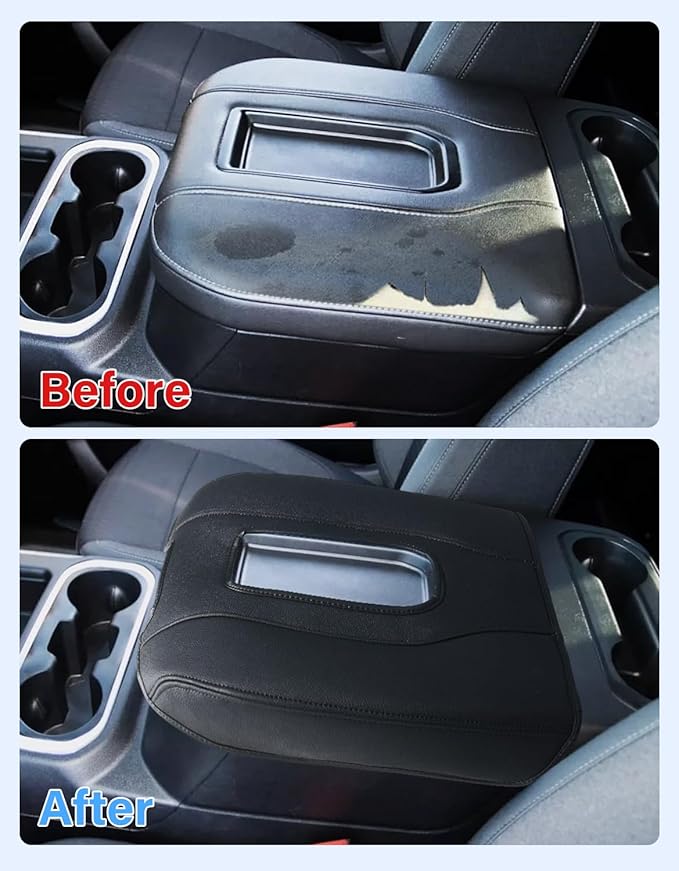 Center Console Armrest Cover for Chevy Chevrolet Silverado 1500/GMC Sierra 2019-2026, Tahoe/Suburban/Yukon 2021-2026, PU Leather Middle Console Lid Protector Arm Rest Cushion Thick Pad(Bucket Seat)