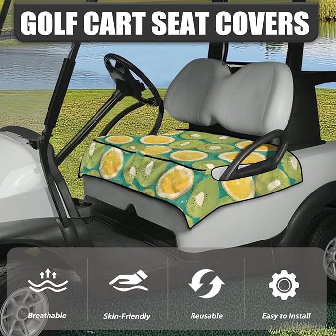 Biyejit Golf Cart Seat Covers with 4 Pockets Golf Cart Seat Towel Blanket Fits 2-Seat Golf Carts, Golf Cart Accessories