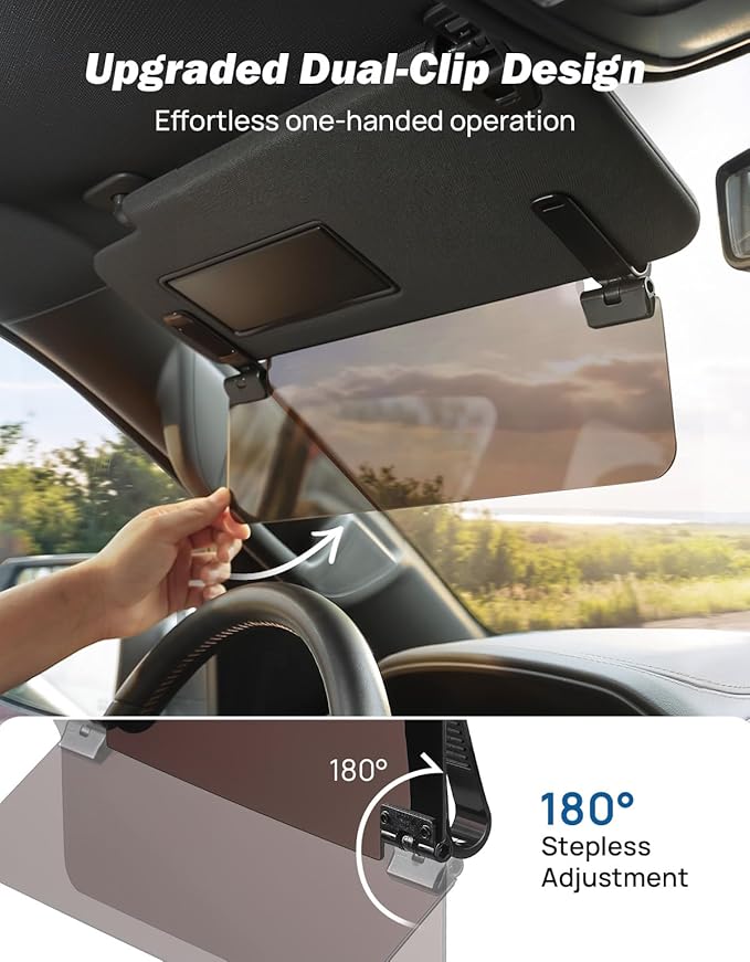 JOYTUTUS Large Sun Visor Extender for SUV Pickup Truck, Polarized Sun Visor Extender Universal Sun Blocker UV400, Adjustable Visor Extension for Car Visor,Double-Clip,Anti Glare Stray Light