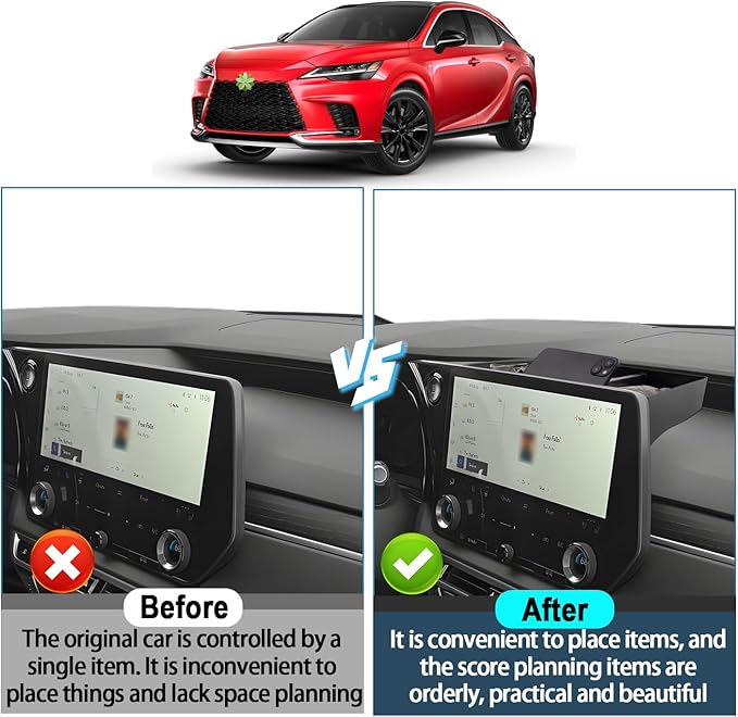 Fit 2025 2026 Lexus RX350/RX350h/RX500h Behind Screen Organizer 2023-2026 Lexus RX350 Accessories Dash Storage Tray Compatible with 2023 2024 2025 2026 Lexus RX(Only Fit Lexus RX 14-inch Screen)