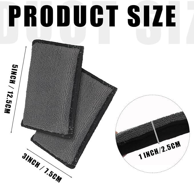 Mudder 8 Pcs Car Interior Scrubbing Sponge 5'' x 3'' Fiber Car Wax Applicator pad Household Cleaning Sponges for Leather Car Seat Couch Cleaning (Gray Black)