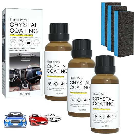 Crystal Coating for Car, Plastic Parts Refresher, Great Gloss Protection (3PCS)