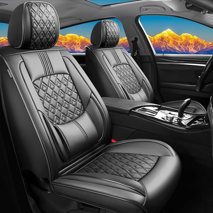 Fit 4Runner Car Seat Covers (5 Seats) for Select Toyota 4Runner 2003-2024 2025 2026 - Full Coverage Leather,Airbag Compatible, Waterproof & All Weather Seat Cushion Protector,Full Set,Black