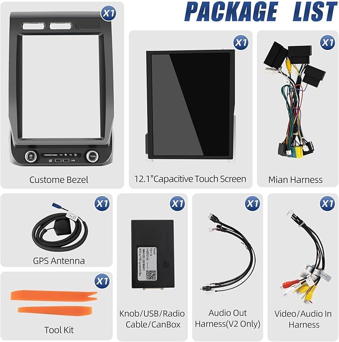 for Ford F150 Radio Upgrade 2015 2016 2017 2018 2019 2020, Android Stereo Navigation Replacement,12.1inch Touch Screen,Built in Carplay GPS BT,Support Wireless Carplay Android Auto WiFi AM(V1)