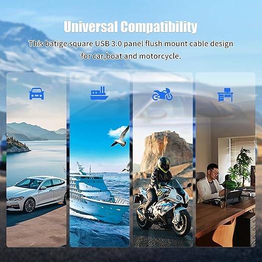 Single Port USB C 3.0 Male to USB C 3.0 Female Extension Cable,Flush Mount Waterproof Panel Cable for Car,Truck,Boat,Motorcycle Dashboard 3.3ft