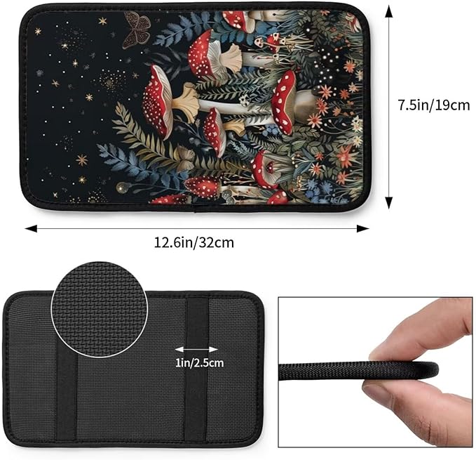 Car Center Console Cushion Pad Mhsoroom Print Universal Armrest Seat Box Cover Protector Black and Red Golden Butterfly Car Decor Accessories Fit for Most Truck Vehicles SUV