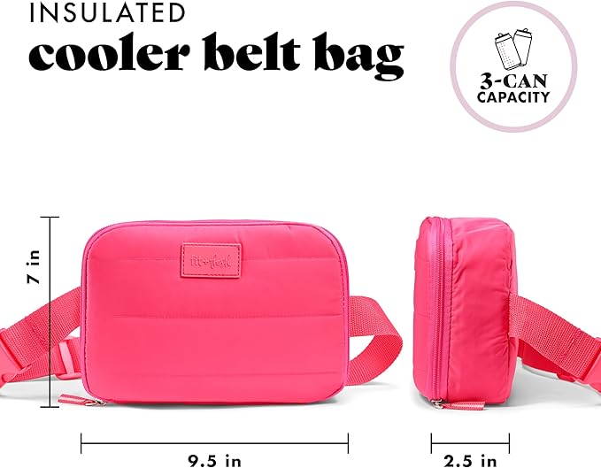 Fit & Fresh Insulated Belt Bag, Small Insulated & Leakproof Cooler, Adjustable Fanny Pack for Women, Small Soft Cooler, Crossbody Bags for Women, Hot Pink