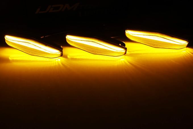 iJDMTOY 3pc Set Dark Smoked Lens Full LED Strip Front Grille Lighting Kit Compatible with 2014-up Toyota 4Runner, Includes (3) 24-SMD 2500K Amber LED Assy & Wiring Harness