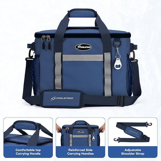 Maelstrom Collapsible Soft Cooler Bag,35/55/75 Cans Beach Cooler with Flip Top Lid, Ice Chest, Leakproof & Portable for Beach, Camping, Road Trips & Grocery Shopping