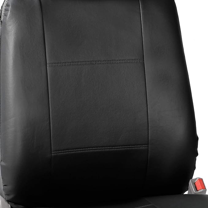 FH Group Automotive Classic PU Leather Pair Set Car Seat Covers, Airbag Compatible with GIF,t Easy to Install- Universal Fit for Cars Trucks & SUVs (Solid Black) PU002102