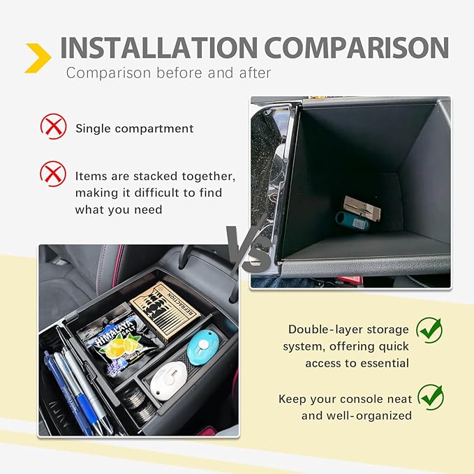 Center Console Organizer Compatible with 2025 2026 Hyundai Tucson Hybrid/Plug-in Hybrid/Limited Accessories (Steering Wheel Shifter ONLY), Armrest Storage Box Middle Console Insert Tray