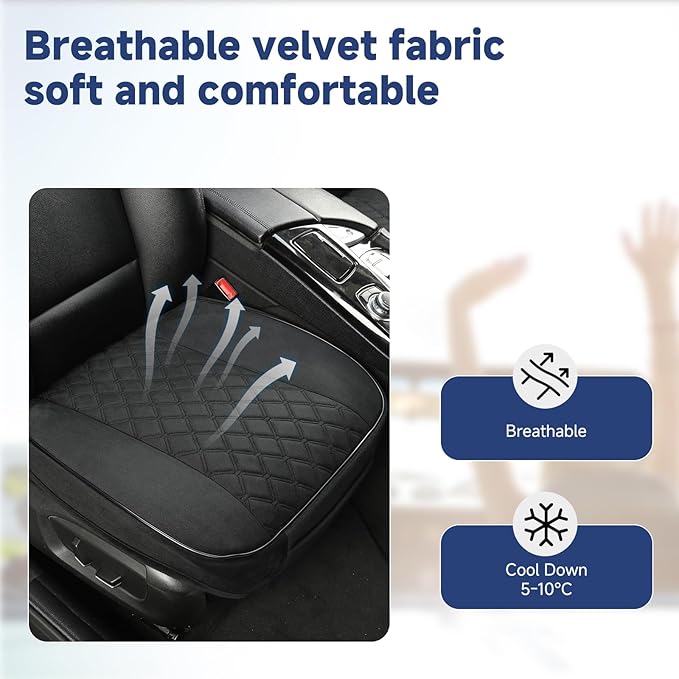West Llama Front Car Seat Cover Protector, Comfortable Velvet Bottom Seat Cover Fits 95% of Vehicles,Cars,SUVs,Sedans,21.26 × 20.86 Inch(2PC-Black)