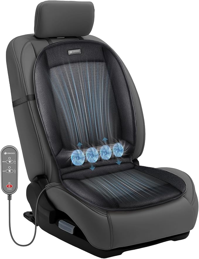 CooCoCo Ventilated Car Seat Cover, 12V Cooling Seat Cushion for Cars, Automotive Adjustable Temperature Cooling Car Seat Cover, Fit for SUV Truck Office Pad,Gifts for Men(Not Cooling)