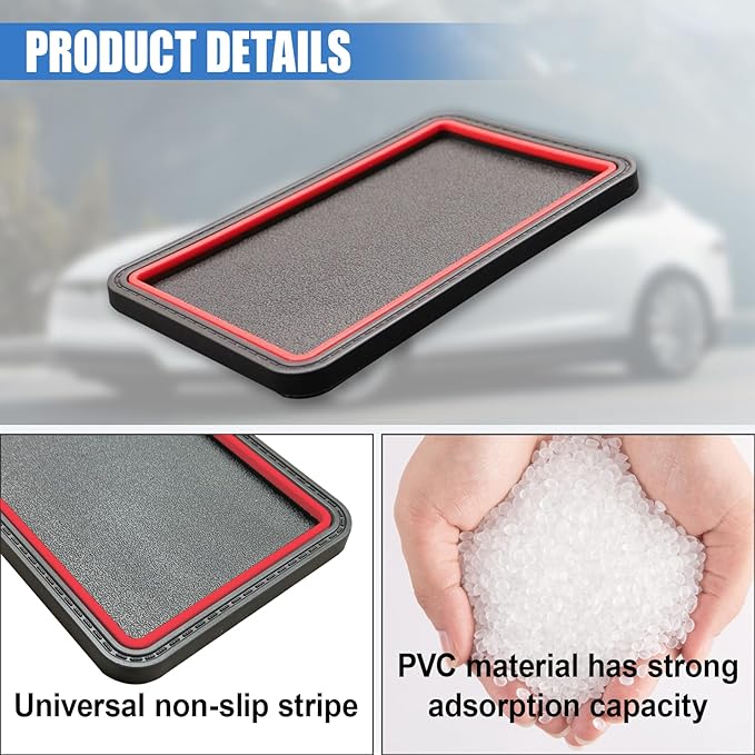 Car Dashboard Anti-Slip Grip Mat, Cell Phone Holder Gel Pad, Multifunctional Dashboard Sticky Pad, Universal Vehicle Interior Accessories for GPS, Keychains, Sunglasses (Red)