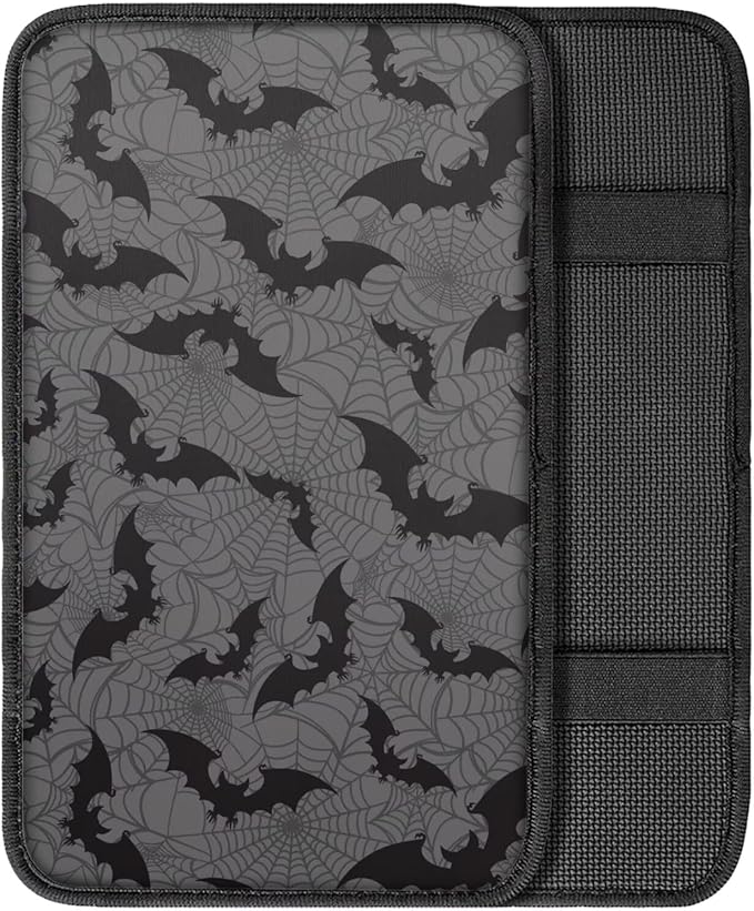 Dreaweet Halloween Arm Rest Cover for Car Spider Web and Bat Print Center Console Cover Comfort Anti-Scratch Car Armrest Cushion Pad