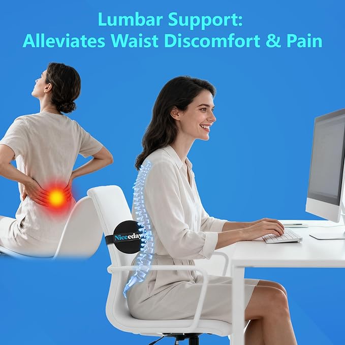 Lumbar Roll 2 Pack, Upgrated Soft & Firm Density with Non Slip Adjustable Straps, Low Back Lumbar Support for Office Chair & Car Seat Back Support Cushion, Lumbar Support for Car Seats, Desk Chair