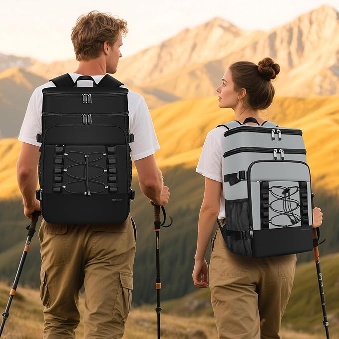 MIYCOO Cooler Backpack - 40 Cans Insulated Backpack Cooler for Men & Women, Portable 2 Leak Proof Compartments Coolers Bag for Beach Travel Picnic Lunch Hiking BBQ Camping