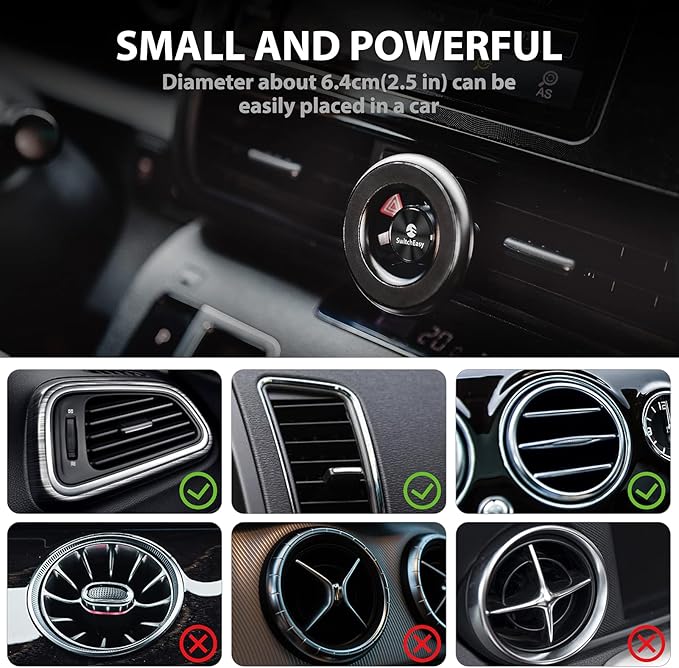 SWITCHEASY Magnetic Car Phone Holder - MagMount, Universal 360° Rotation Strong Magnet Car Phone Mount for Dashboard Compatible with Phone 15/14/13/12/11, Samsung - Bracket Type, Black
