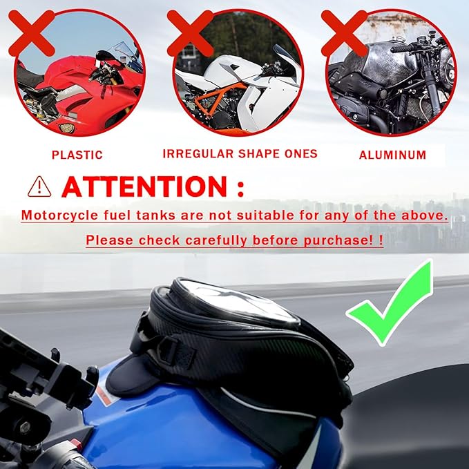 Motorcycle Tank Bag for BMW K1600B K1600GT K1600GTL K1600 B GT GTL, Oxford Magnetic Motorbike Bag Water-Resistant Motorcycle Gas Tank Bag with Magnets and Straps for Touring,A/Magnetic