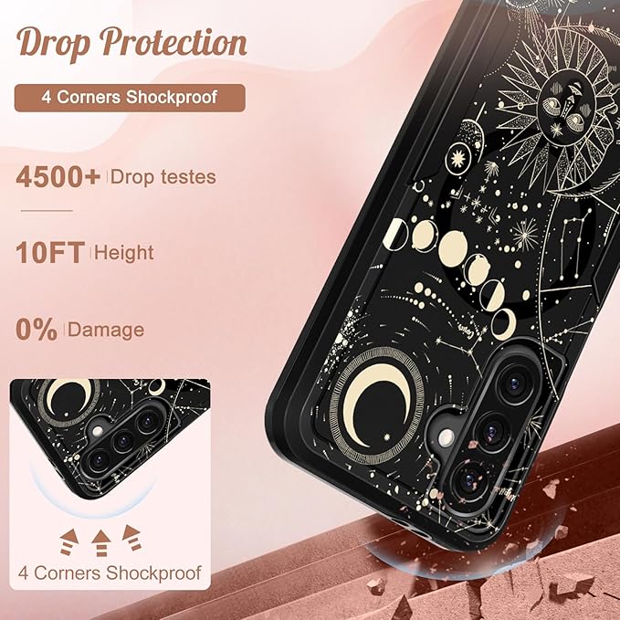 for Samsung Galaxy A36 5G Phone Case - Compatible with MagSafe Women Girls Cute Magnetic Protective Cover Girly Aesthetic Sun Moon Heavy Duty Shockproof Design for Samsung A36 5G Cases 6.7"
