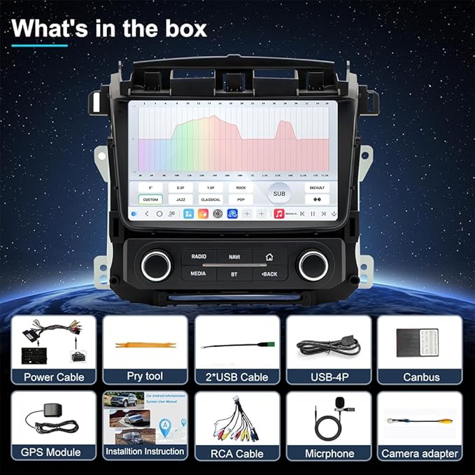 4G Network QLED Radio for GMC Yukon Chevrolet Chevy Tahoe Suburban 2015 2016 2017 2018 2019 Non-Bose Upgrade,8-Core Touch Screen Stereo,Wireless CarPlay & Android Auto