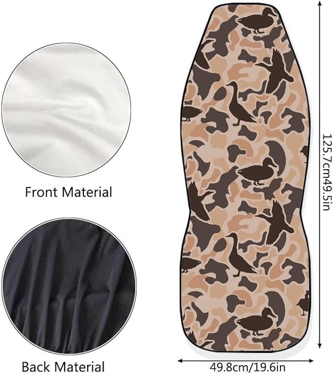 ELEQIN Car Front Seat Covers, Duck Camo Hunting 2 Pack Polyester Automotive Seat ProtectorsSoft & Breathable, Vehicle Interior Accessories for Most Cars