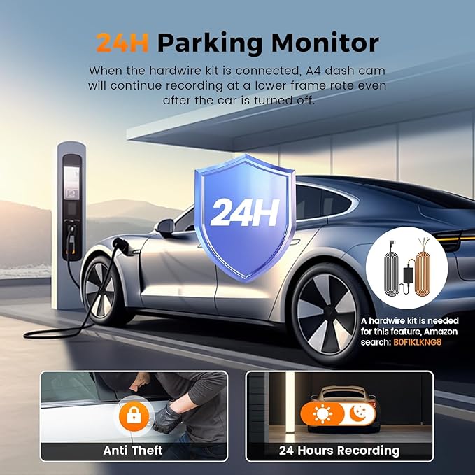4K+1080P Dash Cam Front and Rear,64GB Card Included,5.8GHz WiFi Dash Camera for Cars,App up to 20MB/s Fastest Download,G-Sensor,Night Vision,24h Parking Monitoring,Loop Recording,170° Wide Angle