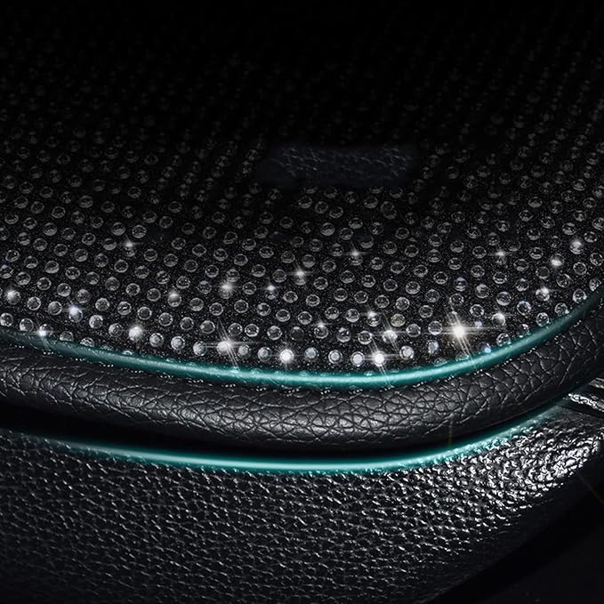 BetterJonny Auto Bling Car Armrest Cover, Crystal Rhinestone Auto Center Console Cover Pad Non-Slip Car Arm Rest Cushion Pad Universal Bling Car Accessories for Most Car (13.2 X 9.3 Inch)