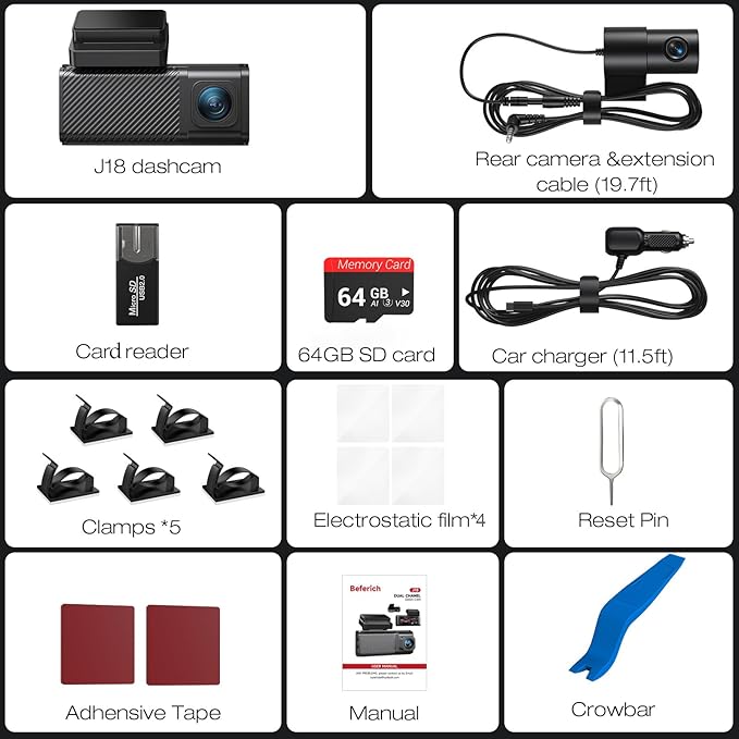 4K+2.5K Dash Cam Front and Rear,GPS,5.8G WiFi, Free 64GB Card Included,Dash Camera for Cars,2-Channel Car Camera,3.16'' IPS Screen,G-Sensor,24H Parking Monitor,Max 256GB
