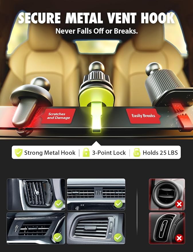 Bracketron MagAlign Extend 15W Magsafe Car Mount Charger, Magnetic Car Phone Holder Charger Wireless Car Charger for iPhone 17 Pro Max 16 15 14 13,Vent/Windshield/Dash Phone Mount Holder Fast Charger
