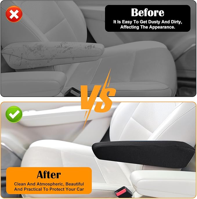 4 Pcs Arm Rest Cover for Car, Car Armrest Cover Armrest Covers for Cars Front Auto Seat Armrests Protectors Arms Rest Replacement Elastic Protector Vehicle Interior Decor(Black)