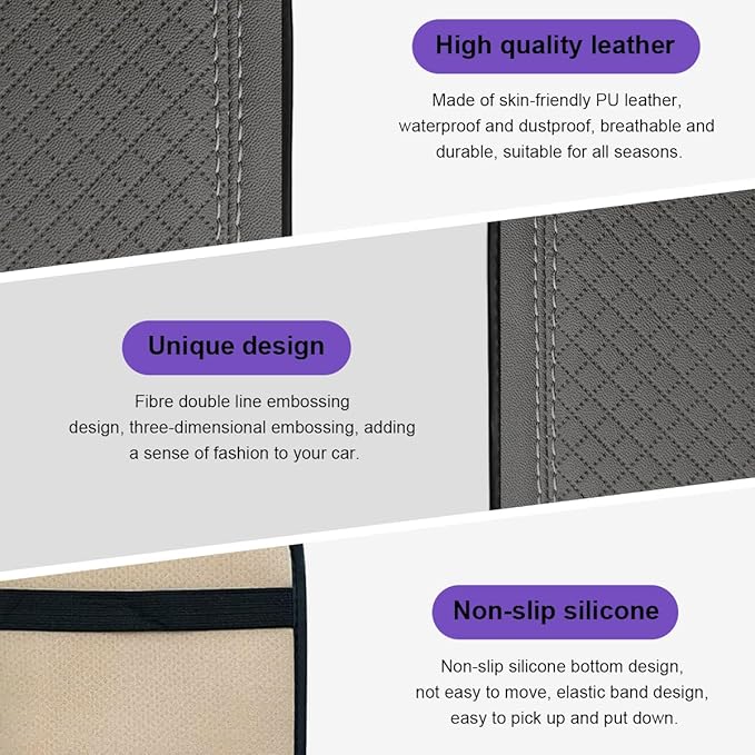 Car Center Console Pad, PU Leather Auto Armrest Seat Box Cover Protector, Comfortable Arm Rest Storage Box Mat for Vehicle Interior Protection, Universal Car Accessories (Gray)
