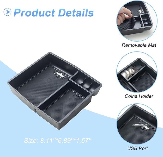 JKCOVER 2PCS Center Console Organizer Compatible with 2024 2025 2026 Toyota Tacoma(4th Gen) Center Console Tray and Divider Storage Accessories