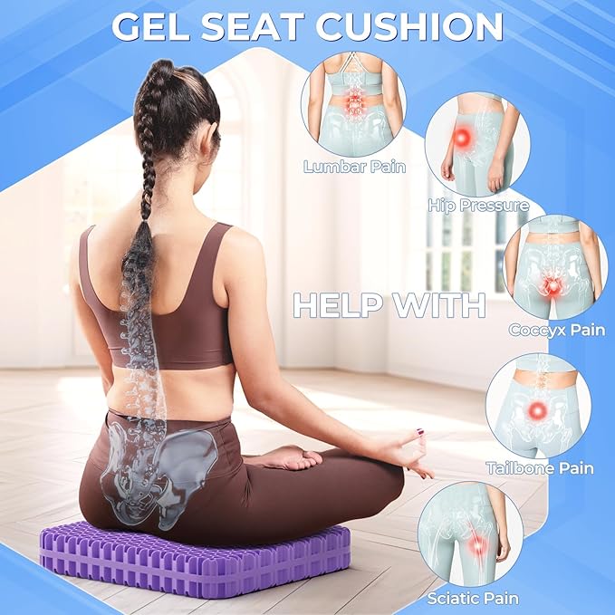 TushGuard Gel Seat Cushion for Long Sitting, Enlarged & Thickened Patent Design Office Chair Seat Cushion, Breathable Cooling Pads for Chairs, Soft Car Cushions for Wheelchair(X-Large, Grey)