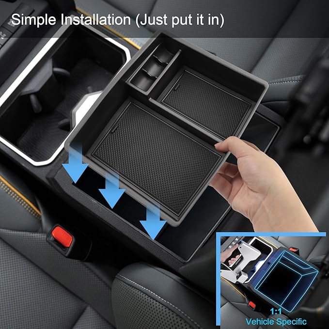 2024 2025 2026 Tacoma Accessories Center Console Organizer for Toyota Tacoma (SR5/TRD Off-Road/TRD Sport/TRD Pro/Limited/Trailhunter) Durable ABS Plastic 2025 Tacoma Console Tray Insert (Black)
