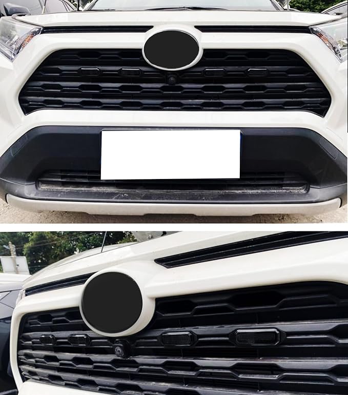 iJDMTOY Smoked Lens Front Grille TRD Style Xenon White LED Lighting Kit Compatible with Toyota 2019-2025 RAV4, Includes (4) 12-SMD Smoke Cover LED Grille Lights & Wiring Harness