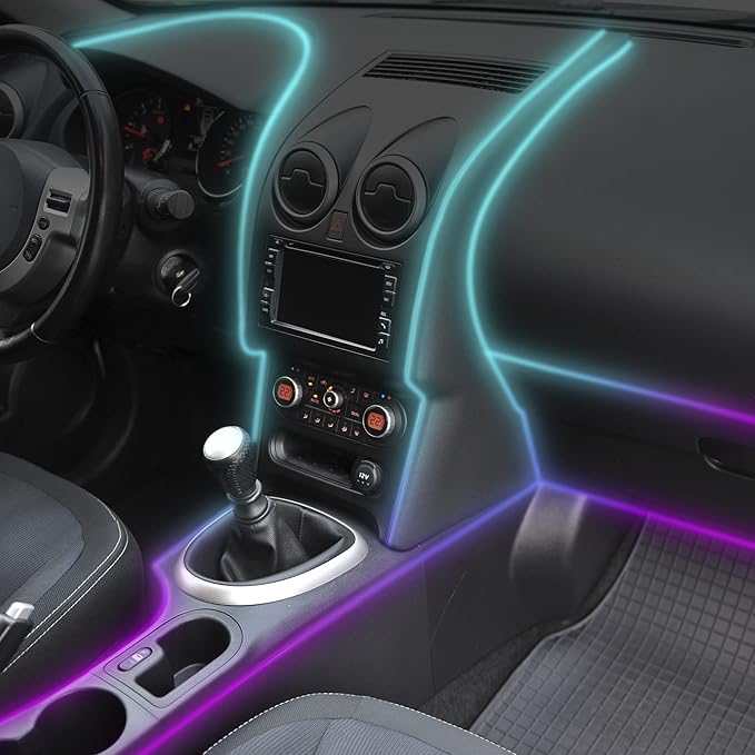 Monster Bluetooth Sound Reactive RGB Fiber Optic Car Interior Lighting Kit, Use Remote/Downloadable App to Customize, Sound-Reactive Mode, Easy Installation, 13ft Cable/12V Adapter Included, 4-Pack